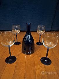 Bicchieri vintage in vetro soffiato 