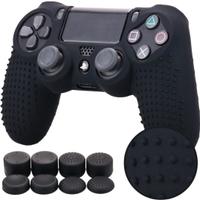 Cover PS4 Pandaren® Silicone + 8 Thumb Grips Nero