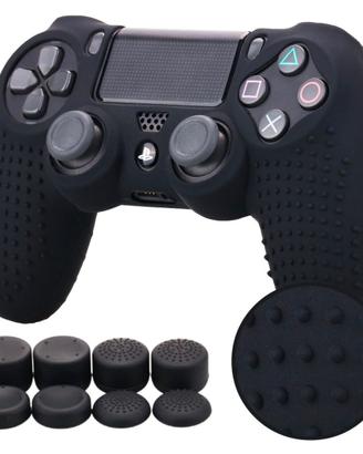 Cover PS4 Pandaren® Silicone + 8 Thumb Grips Nero
