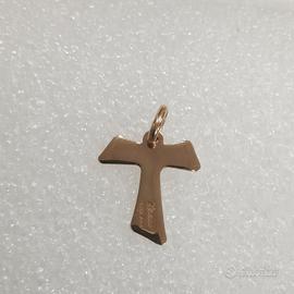 pendente a croce Tau in oro giallo 18kt 