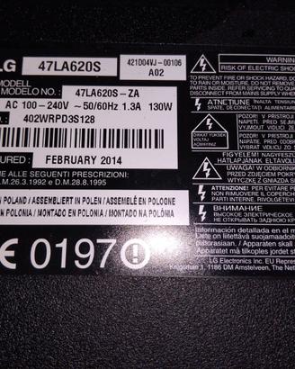 Ricambi funzionanti TV LG 47LA620S
