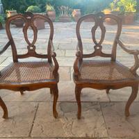 Due poltroncine in legno e paglia di Vienna