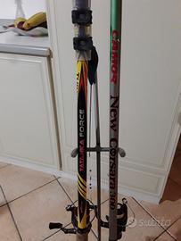 2 canne da pesca con supporto Tubertini e Camor