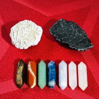 7 pietre Chakra, Ossidiana e Rosa del Deserto 