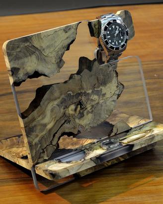 Porta cellulare e porta orologio in legno d’ulivo