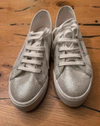 Superga argento platform