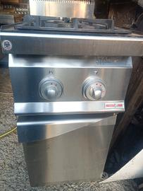 fornello gas 2 fuochi inox 