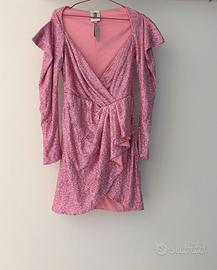 Vestito corto con paillettes rosa