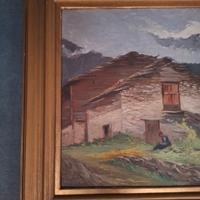 quadro d'epoca , paesaggio di montagna 