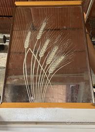 Specchio vintage in legno con spighe di grano