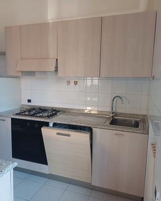 Cucina lineare con penisola e piano granito