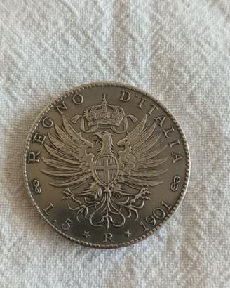 REGNO D'ITALIA-VITTORIO EMANUELE III  5 LIRE 1901 