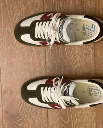 scarpe sneakers Back70, rosse, bianche e marroni