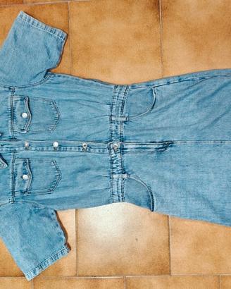 Vestito corto in jeans denim 100% cotone
