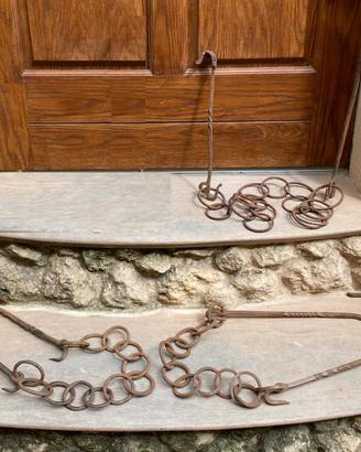 Catena in ferro battuto per camino focolare paiolo