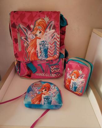 Zaino scuola Winx  con astuccio e borsetta