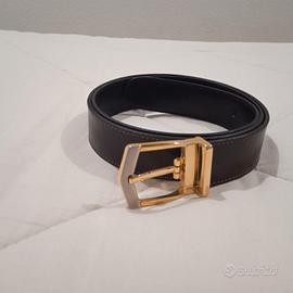 Cintura in pelle nera e marrone double-face