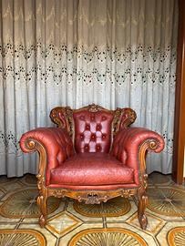 Salotto Louis XV Rococó Noce e Pelle