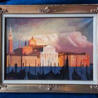 Quadro Venezia, foglia oro, isola di San Giorgio