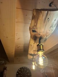 lampadario artigianale legno 