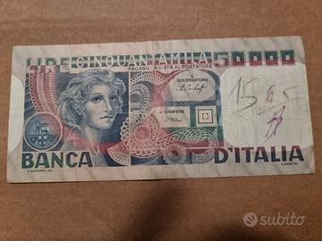 banconota 50.000 lire volto di donna