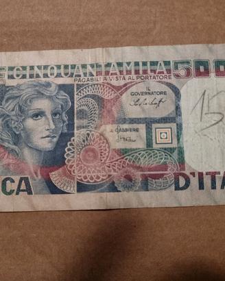 banconota 50.000 lire volto di donna