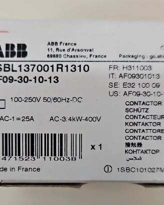 ABB AF09-30-10-13 Contattore bobina 100-250V 50/60