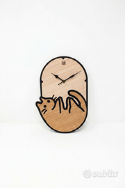 Orologio da parete in legno gatto - modello: Blumè