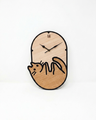 Orologio da parete in legno gatto - modello: Blumè