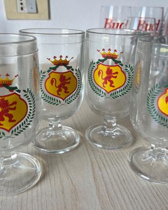 Set 4 Bicchieri Birra Vintage Leone Rosso
