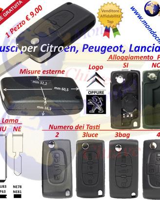 Chiave cover shell guscio per Citroen Peugeot