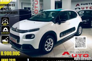 Citroen C3 PureTech 82 bianca tetto a contrasto