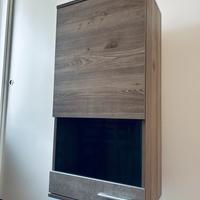 Vetrina soggiorno a parete rovere grigio chiaro