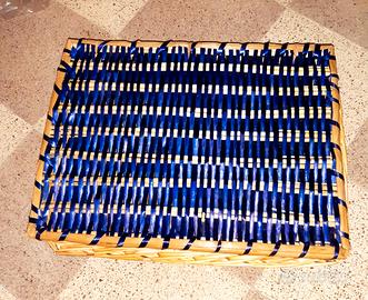 Cesta Cestino in Vimini - Rettangolare Blu Vintage