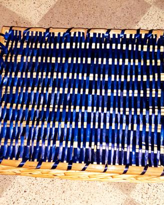 Cesta Cestino in Vimini - Rettangolare Blu Vintage