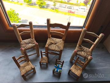 7 Sedie in miniatura vintage Sardegna 