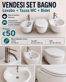 set wc+bidet+lavabo GALASSIA + rubinetti GESSI