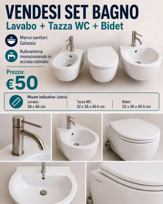 set wc+bidet+lavabo GALASSIA + rubinetti GESSI