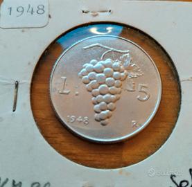 5 lire 1948 1 lira 1950 fdc uva arancia **