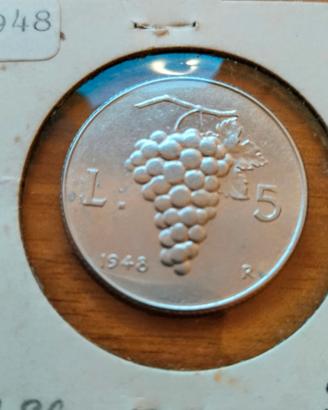 5 lire 1948 1 lira 1950 fdc uva arancia **