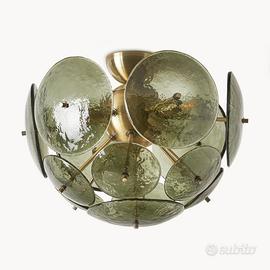 Lampadario da soffitto in vetro Westwing verde oro