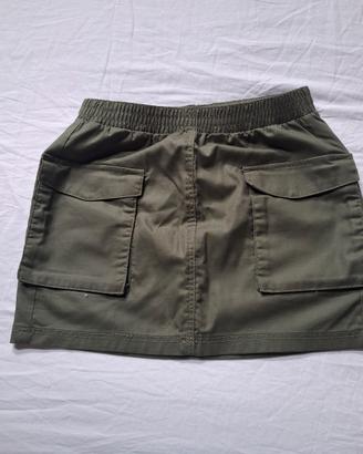gonna casual verde militare con tasconi,