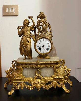 OROLOGIO DA TAVOLO IN BRONZO E ALABASTRO