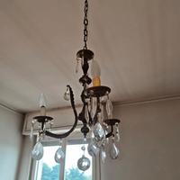 Lampadario ottone e cristalli