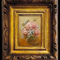 Coppia Miniature Olio Su Ottone