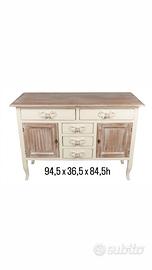 Credenza madia Shabby Chic decapata con ante e cas