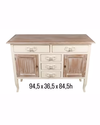 Credenza madia Shabby Chic decapata con ante e cas