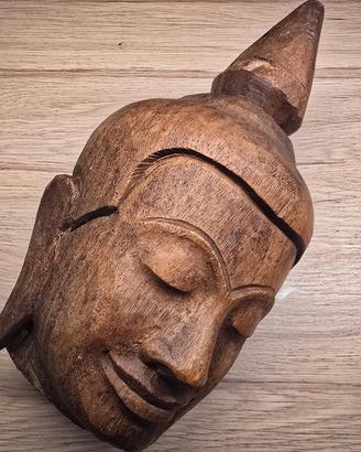 Scultura Buddha in legno intagliato 29 cm
