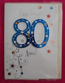 Biglietto auguri 80 anni numero in rilievo nuovo