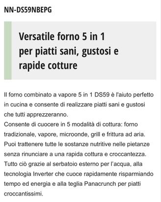 Panasonic Forno a vapore  combinato 5 in 1  DS59NB